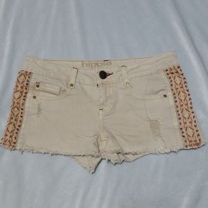 HIPPIE LAUNDRY  DISTRESSED TAN SHORTS